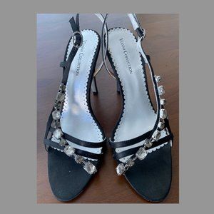 Black & Silver rhinestone evening shoe, size 8